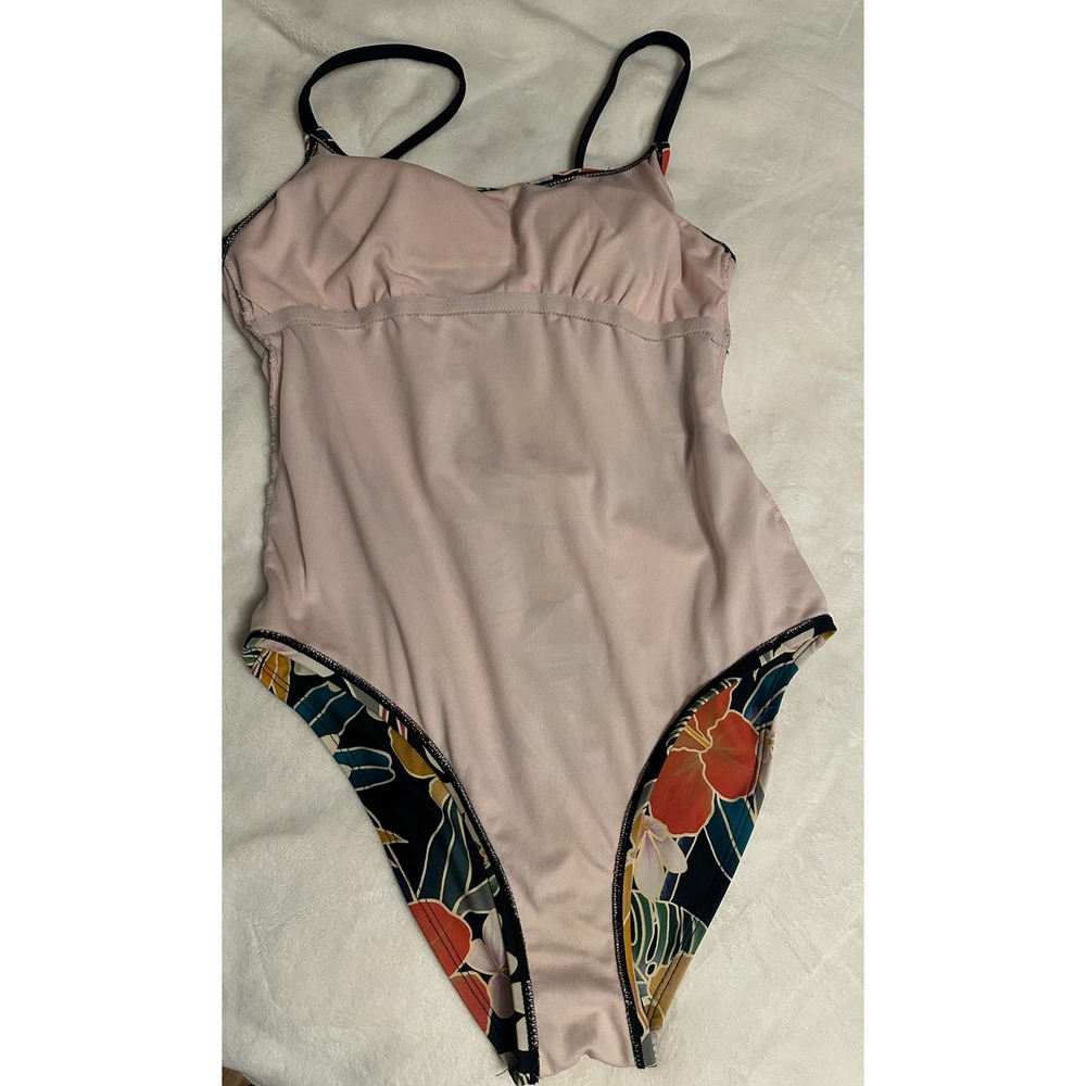 Hurley Womens Tropical Floral One Piece Swimsuit Black Multi Color Size M - Picture 13 of 14